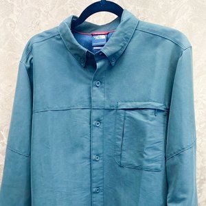 The North Face Men's Casual Army Green Shirt All Weather Button Down Long Sleeve